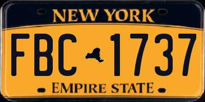NY license plate FBC1737