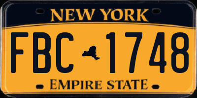 NY license plate FBC1748