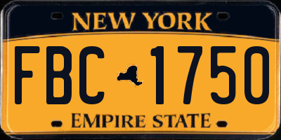 NY license plate FBC1750