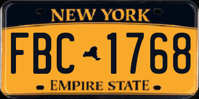 NY license plate FBC1768
