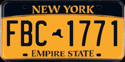 NY license plate FBC1771