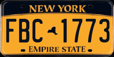 NY license plate FBC1773