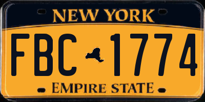 NY license plate FBC1774