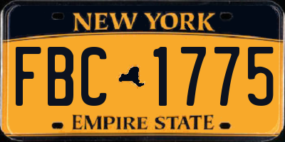 NY license plate FBC1775