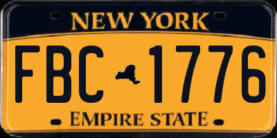 NY license plate FBC1776