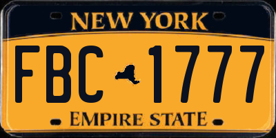 NY license plate FBC1777