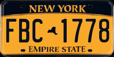 NY license plate FBC1778