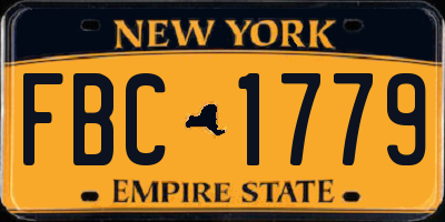 NY license plate FBC1779