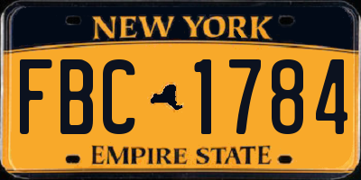 NY license plate FBC1784