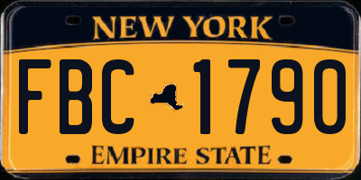 NY license plate FBC1790