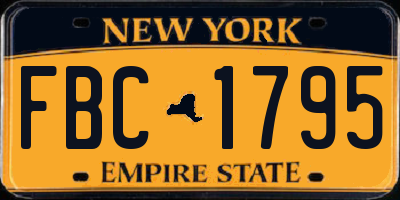 NY license plate FBC1795