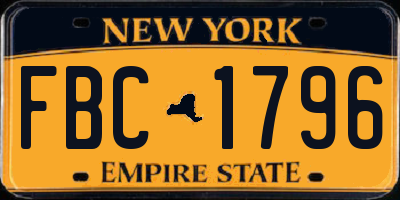 NY license plate FBC1796
