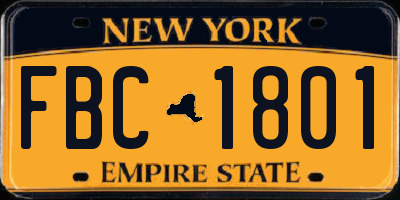NY license plate FBC1801
