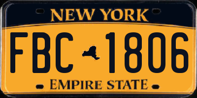 NY license plate FBC1806