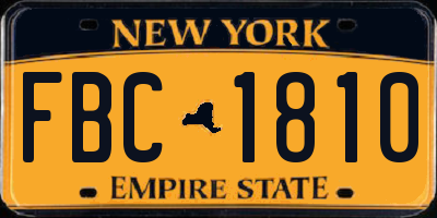 NY license plate FBC1810