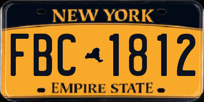 NY license plate FBC1812