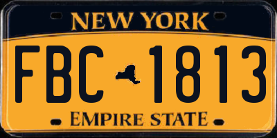 NY license plate FBC1813
