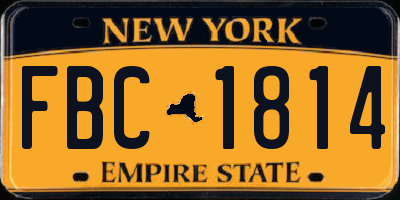 NY license plate FBC1814