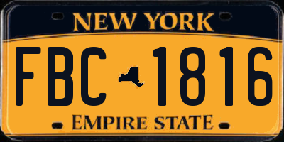 NY license plate FBC1816