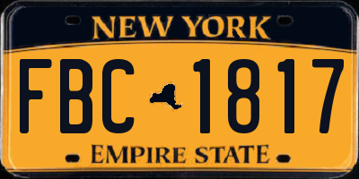 NY license plate FBC1817
