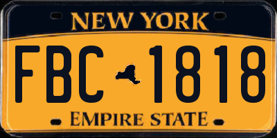 NY license plate FBC1818