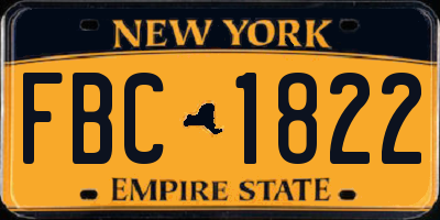 NY license plate FBC1822