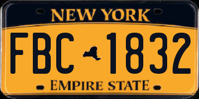 NY license plate FBC1832