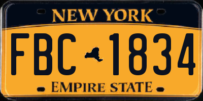 NY license plate FBC1834