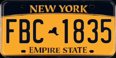 NY license plate FBC1835