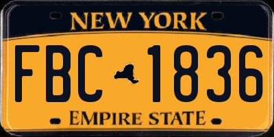 NY license plate FBC1836