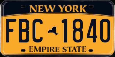 NY license plate FBC1840