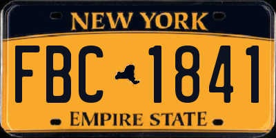 NY license plate FBC1841
