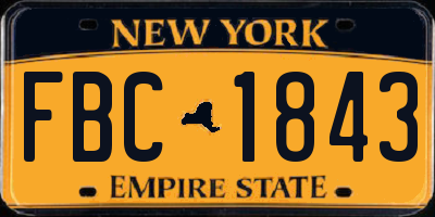 NY license plate FBC1843