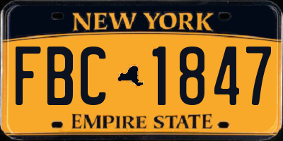 NY license plate FBC1847