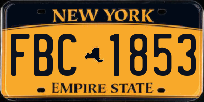 NY license plate FBC1853