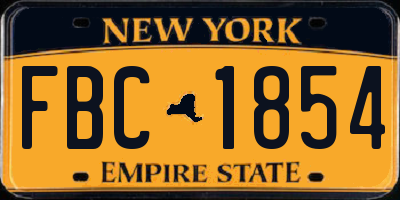 NY license plate FBC1854