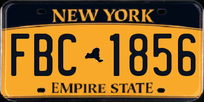 NY license plate FBC1856