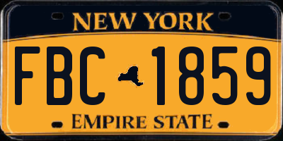 NY license plate FBC1859