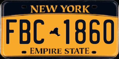 NY license plate FBC1860