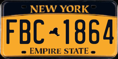 NY license plate FBC1864