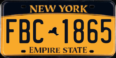 NY license plate FBC1865