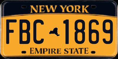 NY license plate FBC1869