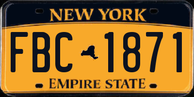 NY license plate FBC1871