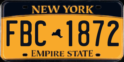 NY license plate FBC1872