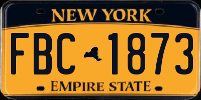NY license plate FBC1873
