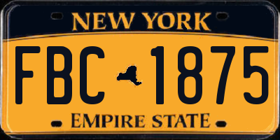 NY license plate FBC1875