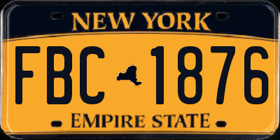NY license plate FBC1876