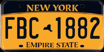NY license plate FBC1882