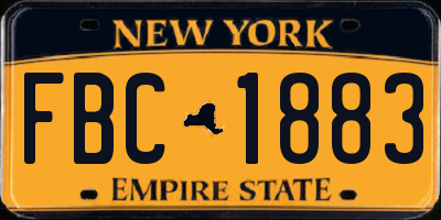 NY license plate FBC1883