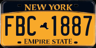 NY license plate FBC1887
